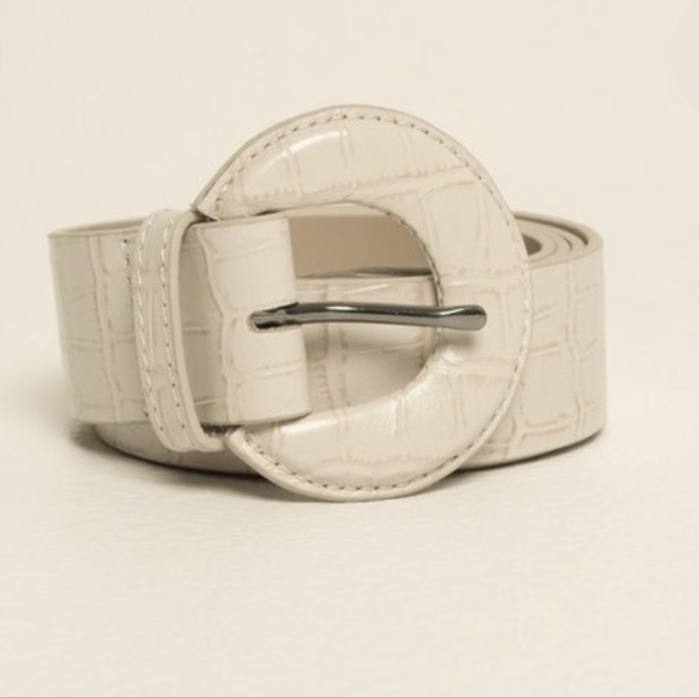 Jaggar The Label Cream Crocodile Embossed Belt Sz OS